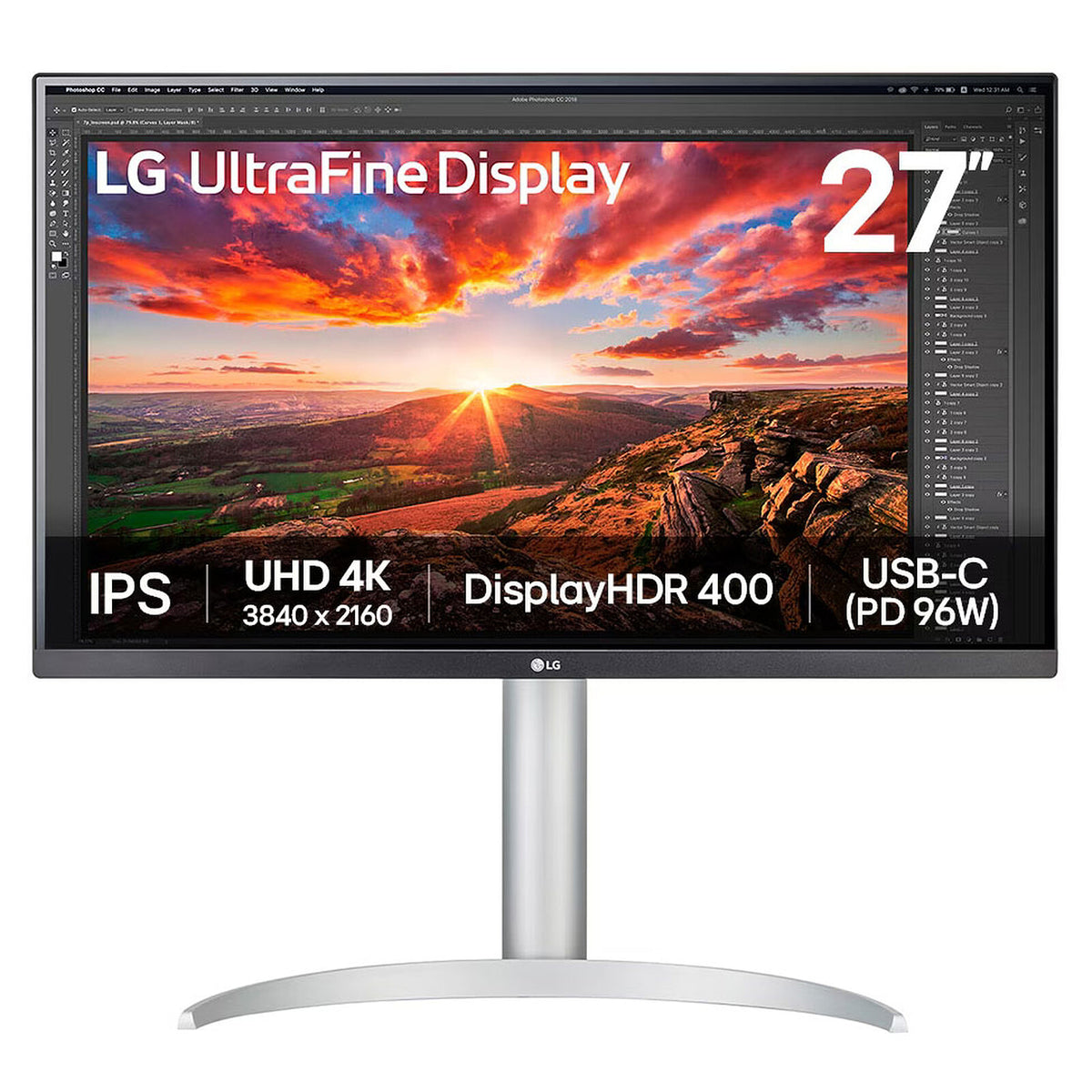 LG 27" LED UltraFine 27UP850K-W Monitor PC 4K - 3840 x 2160 pixel - 5 ms (da grigio a grigio) - 16/9 - IPS - HDR 400 - HDMI/D