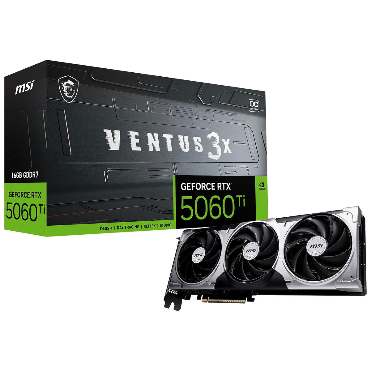 MSI GeForce RTX 5060 Ti 16G VENTUS 3X OC  16 GB GDDR7 - HDMI/Tri DisplayPort - DLSS 4 - PCI Express (NVIDIA GeForce RTX 5060 