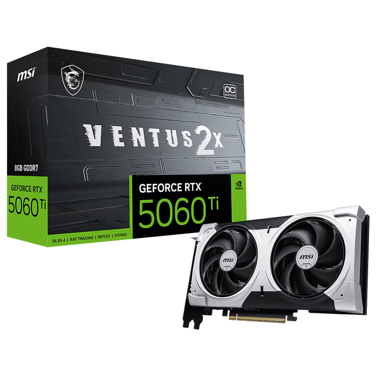 MSI GeForce RTX 5060 Ti 8G VENTUS 2X OC PLUS 8 GB GDDR7 - HDMI/Tri DisplayPort - DLSS 4 - PCI Express (NVIDIA GeForce RTX 506