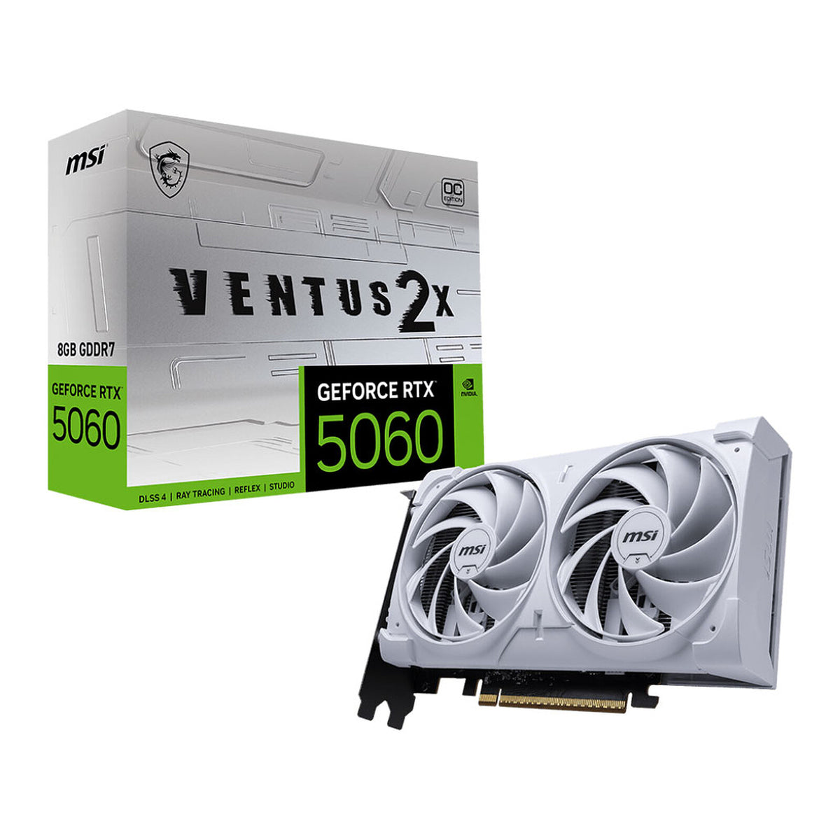 MSI GeForce RTX 5060 8G VENTUS 2X OC White 8 GB GDDR7 - HDMI/Tri DisplayPort - DLSS 4 - PCI Express (NVIDIA GeForce RTX 5060)
