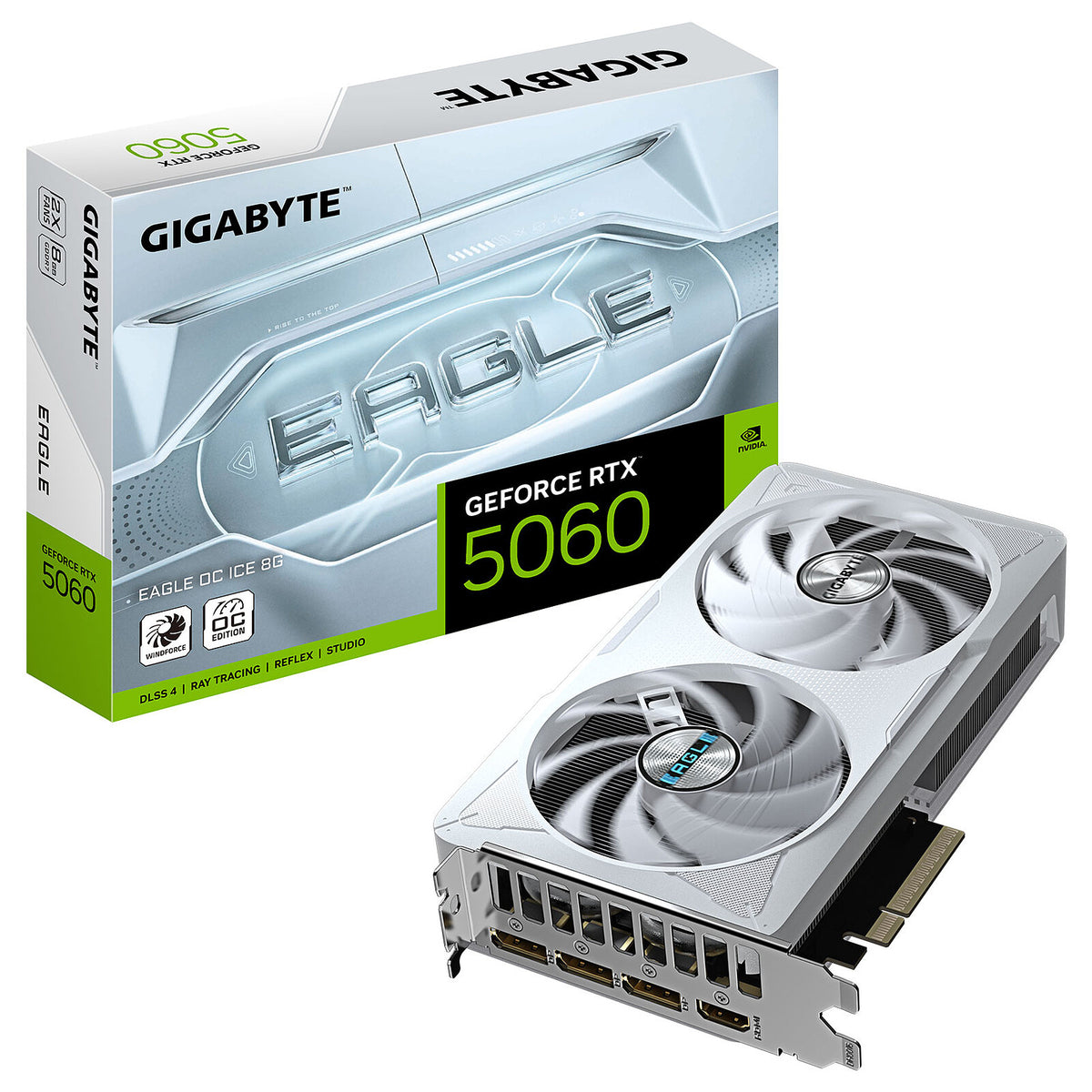 Gigabyte GeForce RTX 5060 EAGLE OC ICE 8G 8 GB GDDR7 - HDMI/Tri DisplayPort - DLSS 4 - PCI Express (NVIDIA GeForce RTX 5060)