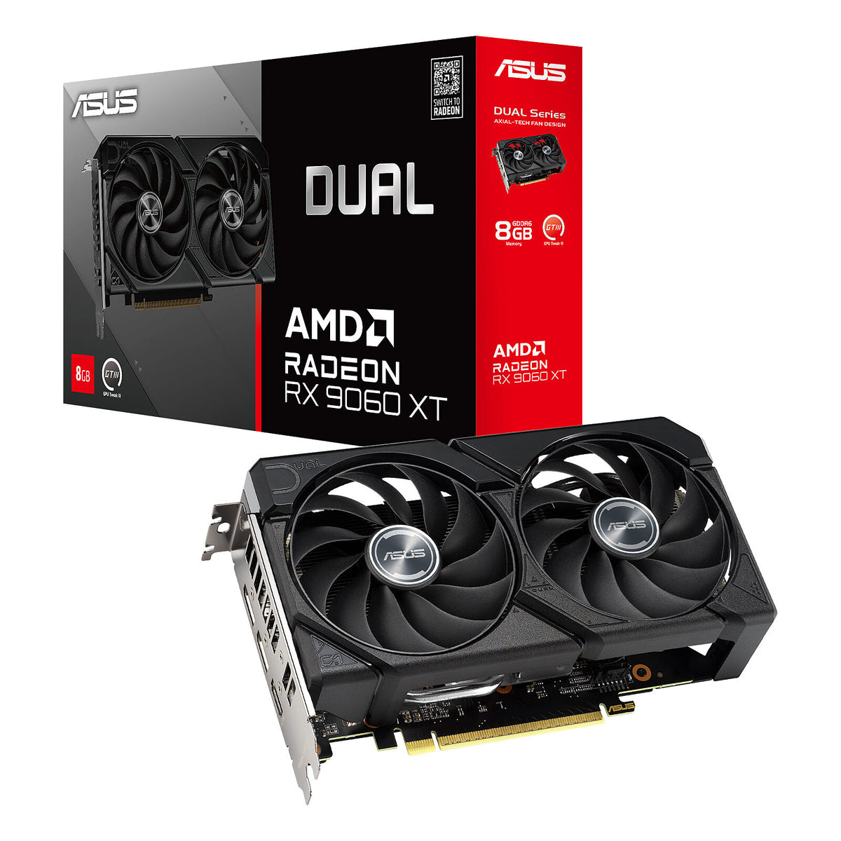ASUS Dual Radeon RX 9060 XT 8GB GDDR6 8GB GDDR6 - HDMI/Dual-DisplayPort - PCI Express (AMD Radeon RX 9060 XT)