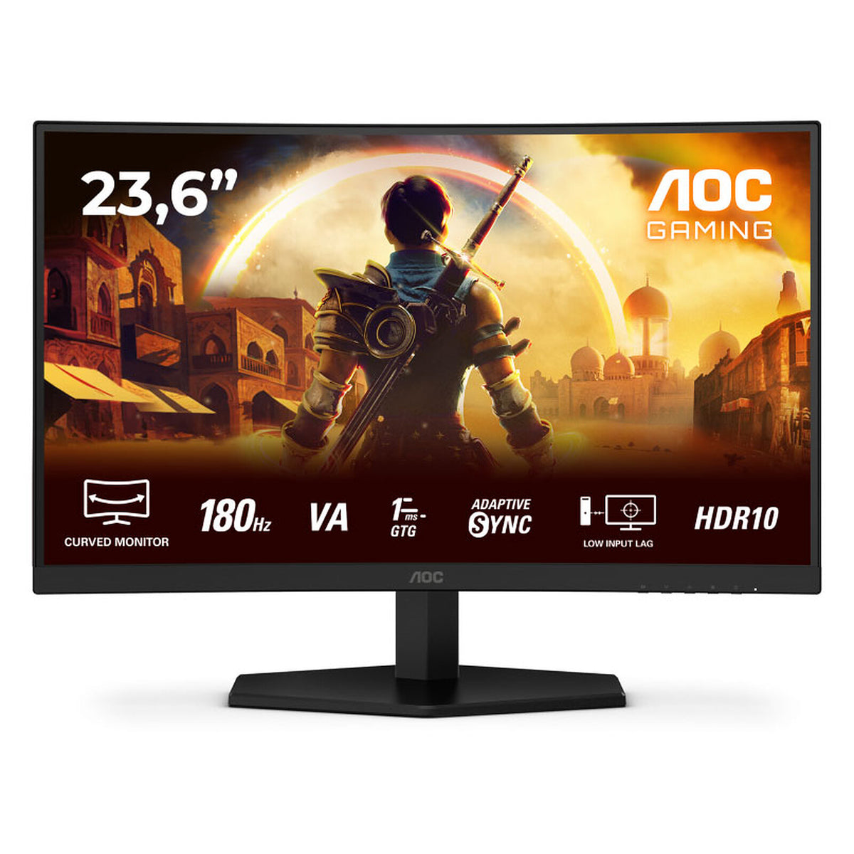 AOC 23.6" LED - C24G42E Monitor PC Full HD 1080p - 1920 x 1080 pixel - 0,5 ms (MPRT) - 16/9 - Pannello VA curvo - 180 Hz - HD