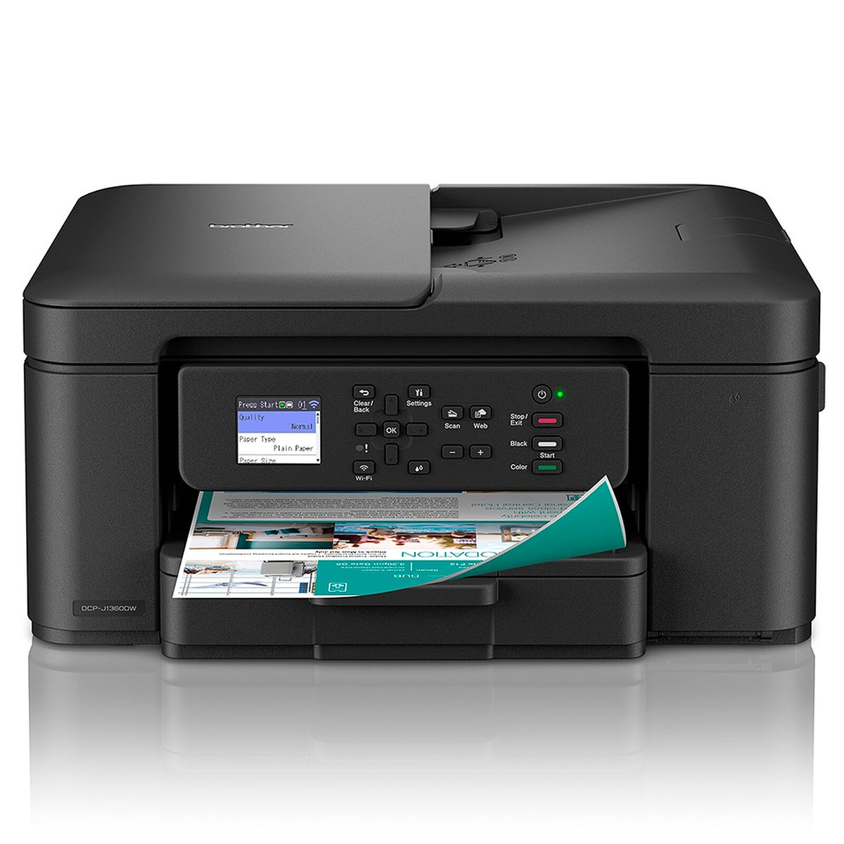 Brother DCP-J1360DW Stampante multifunzione a getto d'inchiostro a colori 3 in 1 con schermo a colori da 4,5 cm e alimentator