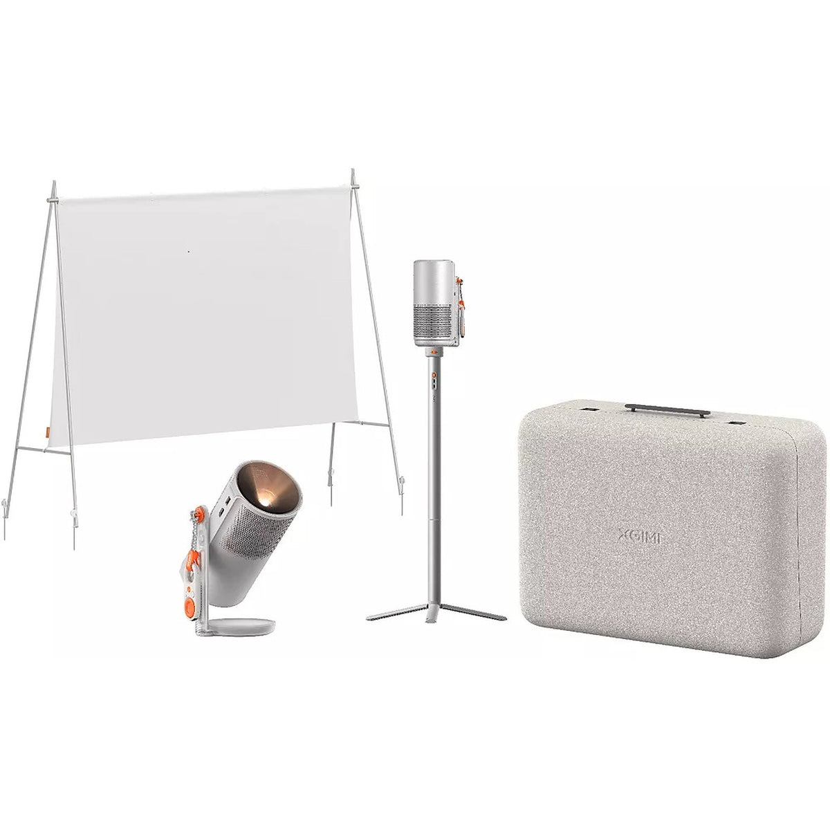 XGIMI MoGo 4 Laser Outdoor Collection Proiettore laser DLP portatile - Full HD - HDR10 - 550 Lumen - Google TV - Wi-Fi 5/Bluetooth 5.1 - Google Assistant - Google Cast - ISA 2.0 - HDMI/USB - Altoparlanti Harman Kardon 2x 6 Watt + PowerBase + Schermo portatile per esterni + Custodia per il trasporto