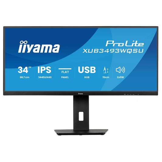 iiyama 34" LED - ProLite XUB3493WQSU-B6 Monitor PC UltraWide WQHD - 3440 x 1440 pixel - 1 ms (da grigio a grigio) - 21/9 wide