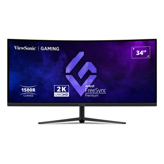 ViewSonic 34" LED - VX3418C-2K Display PC WQHD UltraWide - 3440 x 1440 pixel - 1 ms (MPRT) - 21/9 - Pannello VA curvo - 180 H