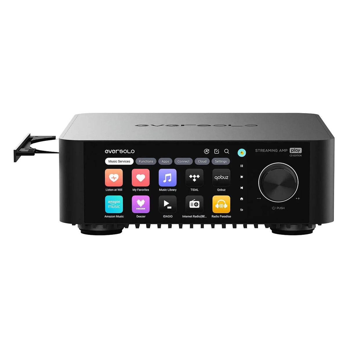 EverSolo Play CD Edition Lettore audio di rete con lettore CD e DAC AK4493SEQ AKM a 32 bit, Bluetooth, Ethernet, DLNA, HDMI ARC, USB-A 3.0