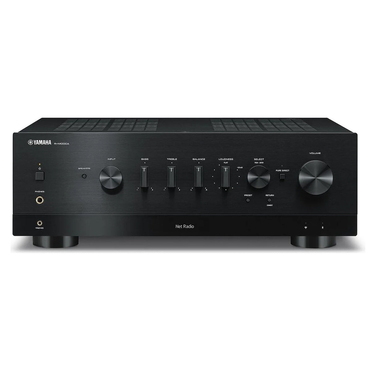 Yamaha R-N1000A Nero Sintoamplificatore di rete stereo 2 x 100 W - FM/DAB/DAB+ - DAC 24 bit/192 kHz - 1 ingresso HDMI ARC - 2 ingressi S/PDIF - Phono - Cuffie da 6,35 mm - Uscita subwoofer - Wi-Fi Bluetooth DLNA e AirPlay