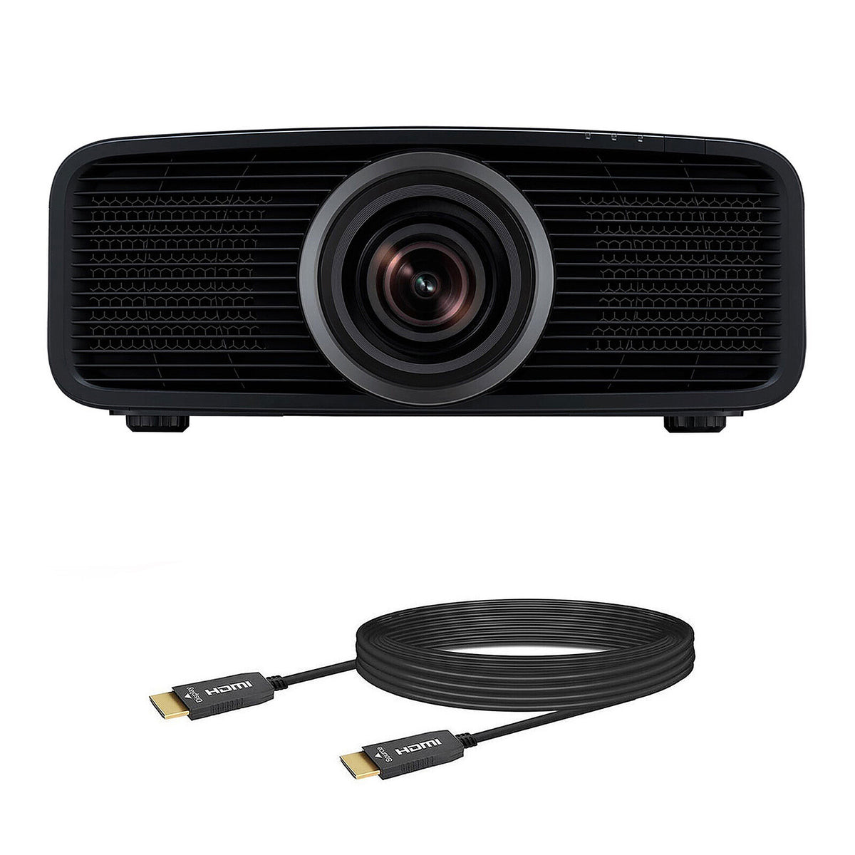 JVC DLA-NZ500 Nero + Cavo Real HD-OPTIC-8K (20m) Proiettore laser D-ILA - 4K Ultra HD - 2000 Lumen - HDR10+ - Spostamento verticale e orizzontale della lente - Cavo ottico HDMI/USB/RJ45 + HDMI 2.1 8K 60 Hz - 20 metri