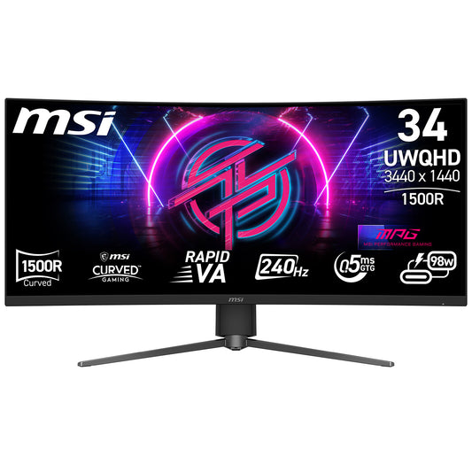 MSI 34" LED - MPG 346CQRF X24 Schermo PC UltraWide WQHD - 3440 x 1440 pixel - 0,5 ms (grigio su grigio) - 21/9 - Pannello VA 