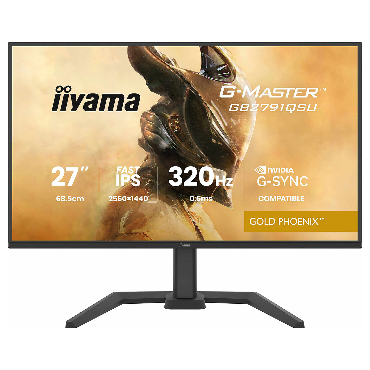 iiyama 27" LED - G-Master GB2791QSU-B1 Gold Phoenix Schermo PC 2.5K - 2560 x 1440 pixel - 0,6 ms (MPRT) - 16/9 - Fast IPS - H