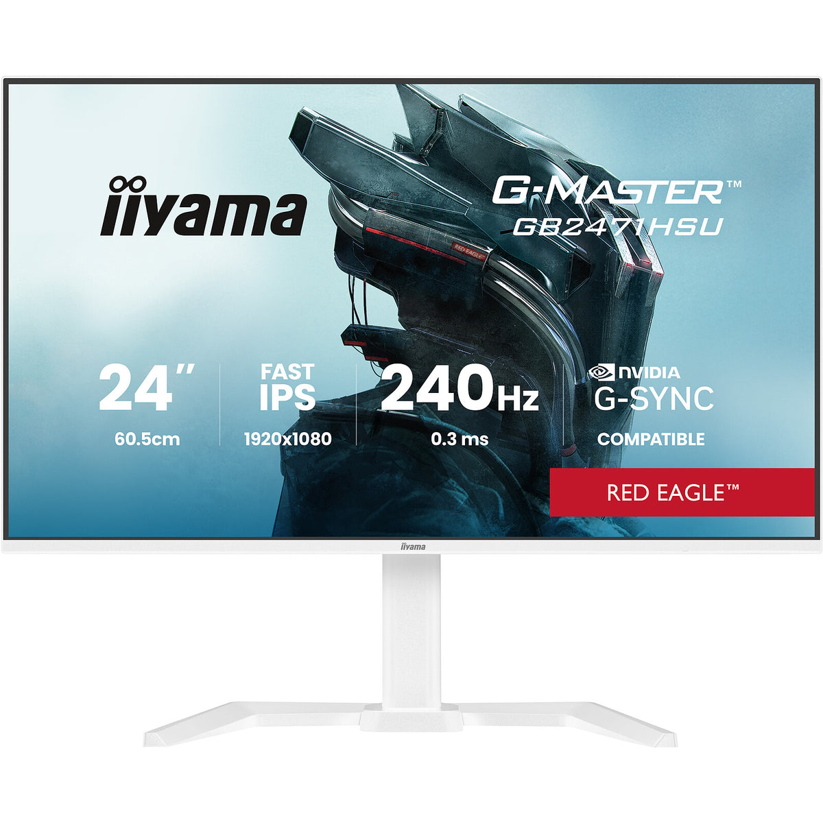 iiyama 23.8" LED - G-Master GB2471HSU-W1 Red Eagle Schermo PC Full HD 1080p - 1920 x 1080 pixel - 0,4 ms (MPRT) - Formato 16/