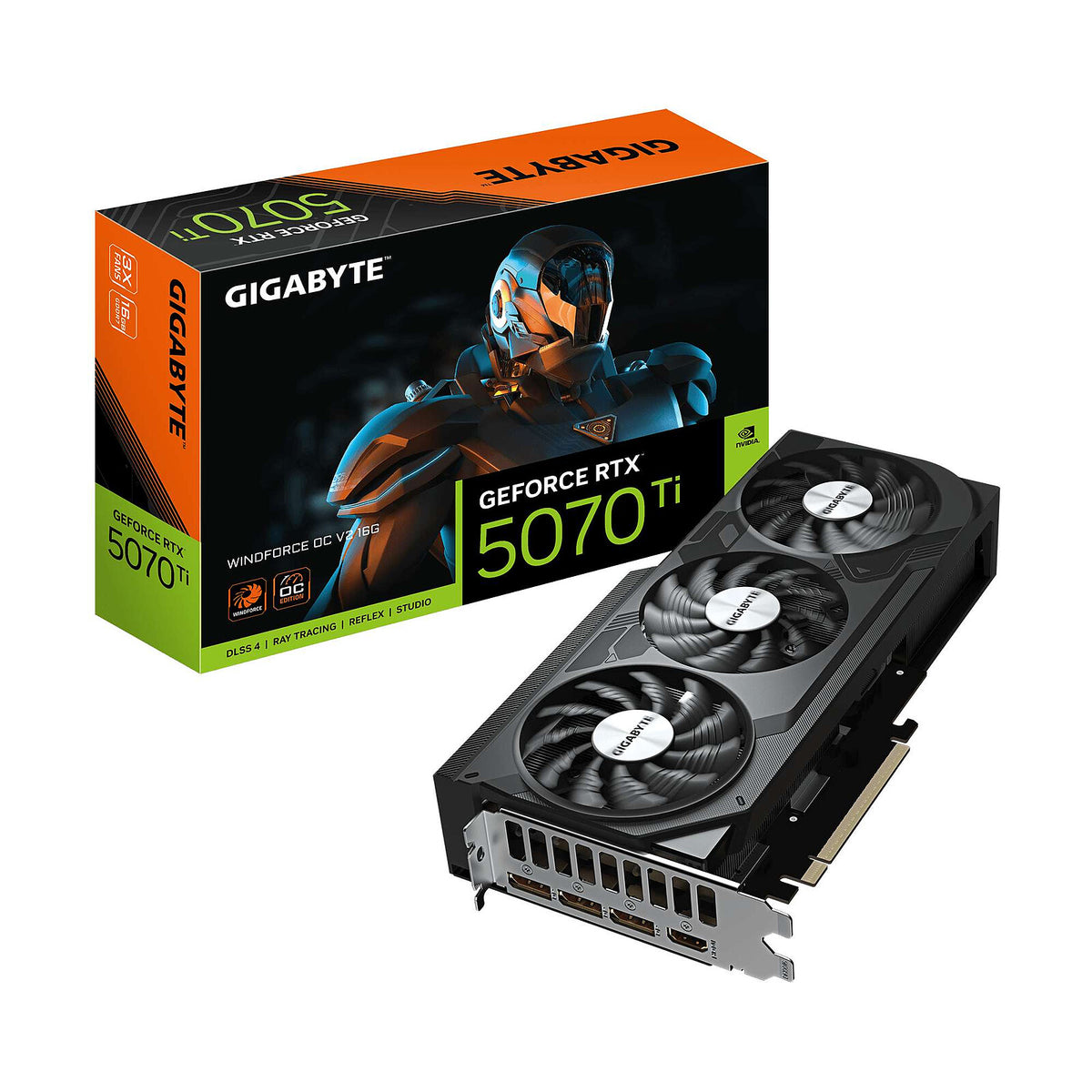 Gigabyte GeForce RTX 5070 Ti WINDFORCE OC V2 16G 16 GB GDDR7 - HDMI/Tri DisplayPort - DLSS 4 - PCI Express (NVIDIA GeForce RT