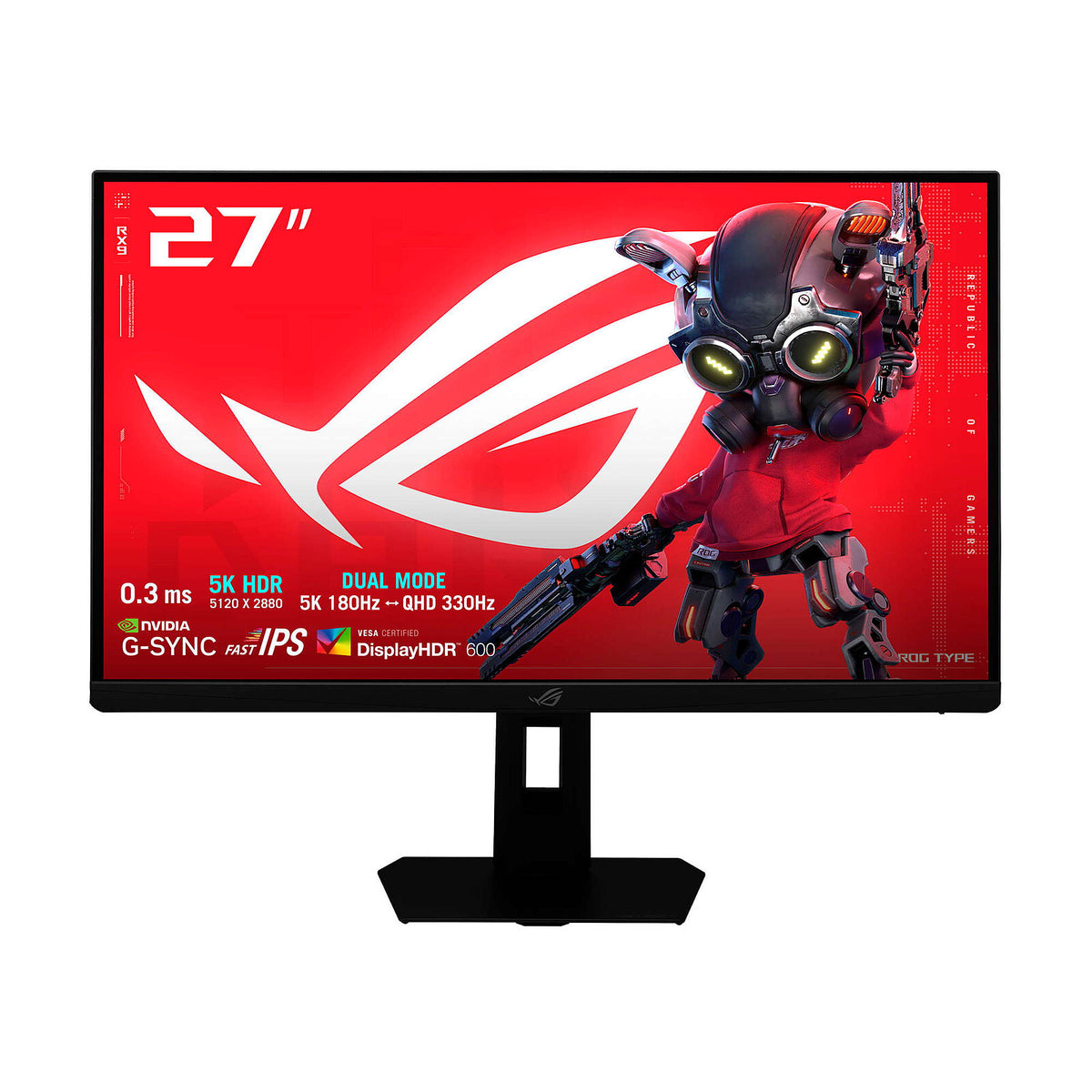 ASUS 27" LED - ROG Strix XG27JCG Schermo PC 5K - 5120 x 2880 - 0,3 ms (grigio su grigio) - 16/9 - Fast IPS - 180 Hz - Display