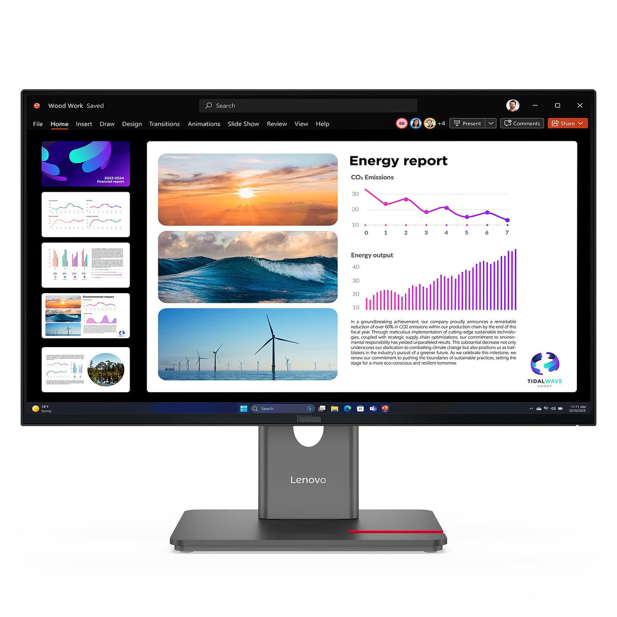 Lenovo 23.8" LED - ThinkVision P24Q-40 Schermo PC 2.5K - 2560 x 1440 pixel - 6 ms (grigio su grigio) - 16/9 - Pannello IPS - 