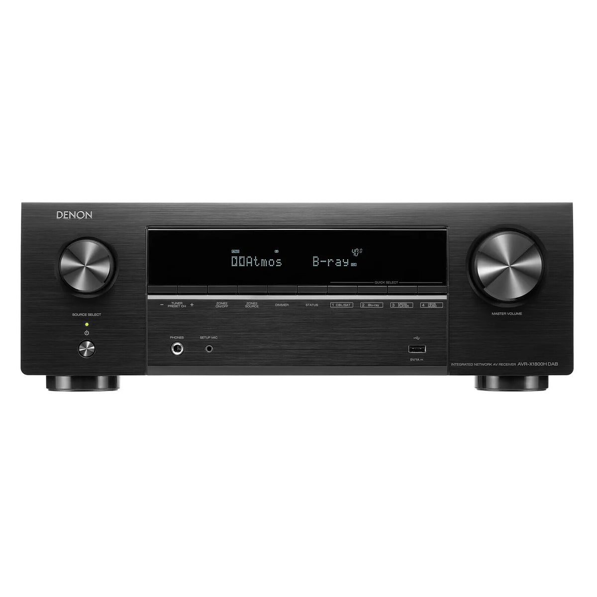 Denon AVR-X1800H DAB Nero Amplificatore Home Cinema 7.2 - 80 W/canale - Dolby Atmos/DTS:X - Sintonizzatore DAB+ - 6 ingressi HDMI 2.1 8K - Dolby Vision/HDR10+ - ALLM/VRR - Wi-Fi/Bluetooth - AirPlay 2 - Multiroom