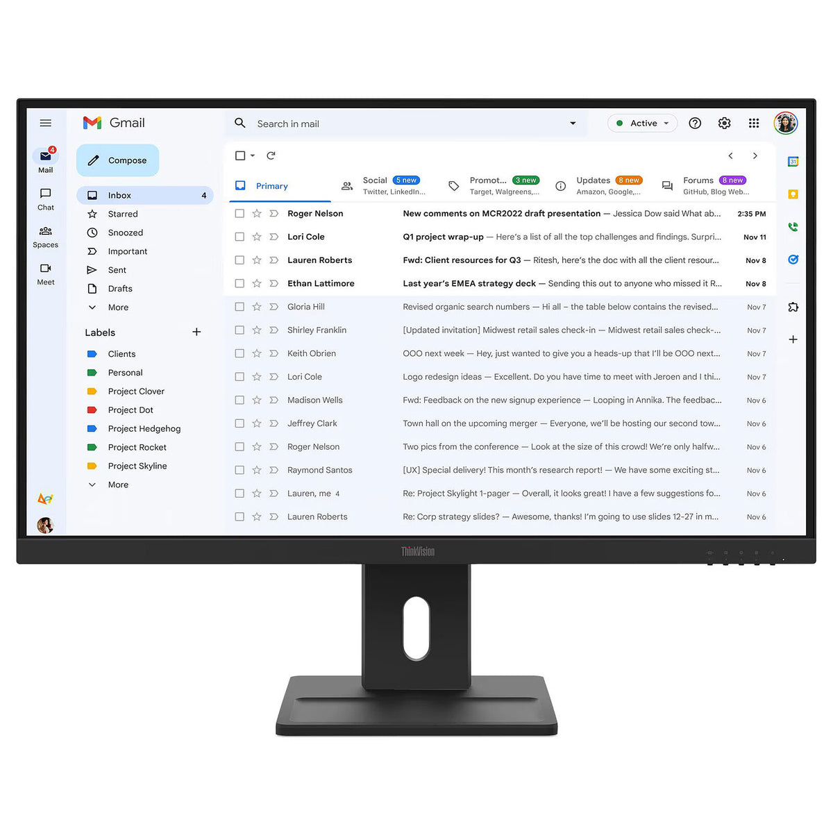 Lenovo 27" LED - ThinkVision E27-40 Monitor PC Full HD 1080p - 1920 x 1080 pixel - 6 ms (grigio su grigio) - 16/9 - Pannello 