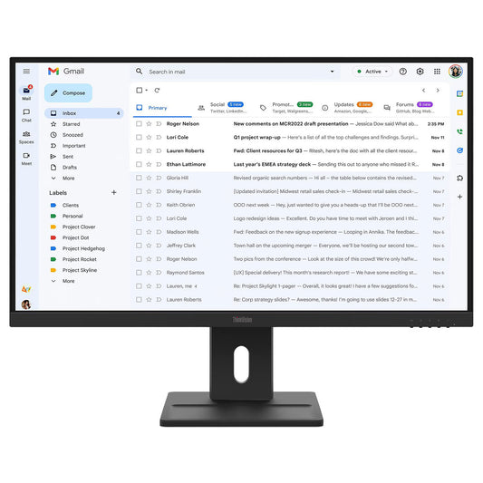 Lenovo 27" LED - ThinkVision E27-40 Monitor PC Full HD 1080p - 1920 x 1080 pixel - 6 ms (grigio su grigio) - 16/9 - Pannello 