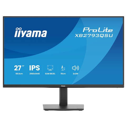 iiyama 27" LED - ProLite XB2793QSU-B1 Ecran PC 2.5K - 2560 x 1440 pixels - 1 ms (MPRT) - 16/9 - Pannello IPS - 75 Hz - Adapti