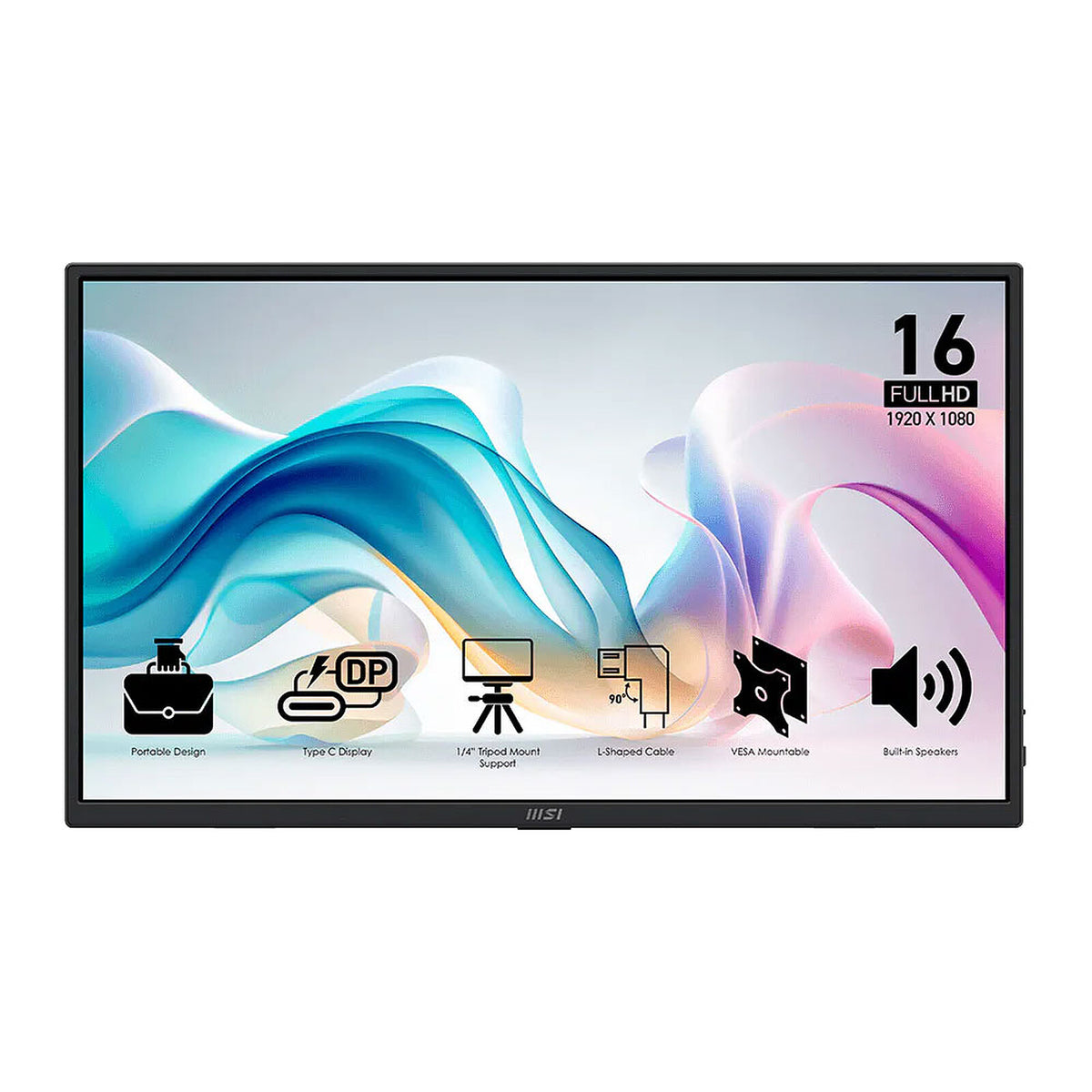 MSI 15.6" LED - PRO MP165 E6 Monitor PC Full HD 1080p - 1920 x 1080 pixel - 4 ms - 16/9 - Pannello IPS - 60 Hz - HDMI/USB-C -