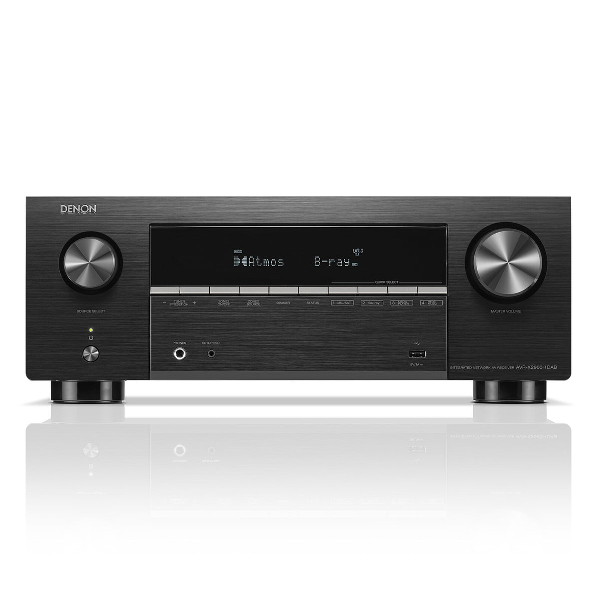 Denon AVR-X2900H DAB Ricevitore amplificatore Home Cinema 7.2 - 95W/canale - Dolby Atmos/DTS:X - Sintonizzatore DAB+ - 6 ingressi HDMI 2.1 8K - Dolby Vision/HDR10+ - ALLM/VRR - Wi-Fi/Bluetooth - AirPlay 2 - Multiroom