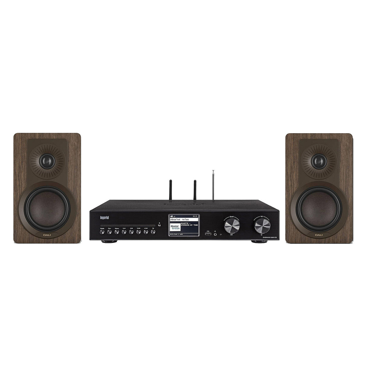 Imperial DABMAN i560 CD + Dali Kupid Noce Lettore all-in-one stereo 2 x 30W - CD/DAB+/HDMI ARC/USB - Radio Internet - Wi-Fi/Bluetooth 5.1 - Fast Ethernet + Cassa da libreria compatta 120W (per coppia)