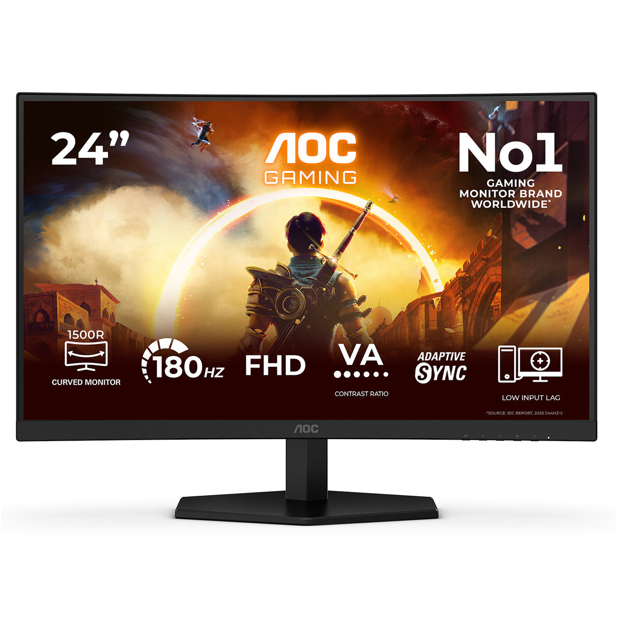 AOC 23.6" LED - C24G42FE Monitor PC Full HD 1080p - 1920 x 1080 pixel - 0.5 ms (MPRT) - 16/9 - Pannello VA curvo - 180 Hz - H