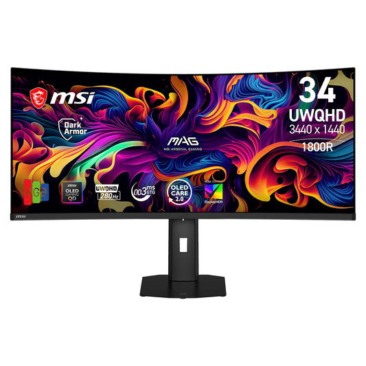 MSI 34" QD-OLED - MAG 341CQP QD-OLED X28 Schermo PC UltraWide WQHD - 3440 x 1440 pixel - 0.03 ms (GtG) - 21/9 - Pannello QD-O