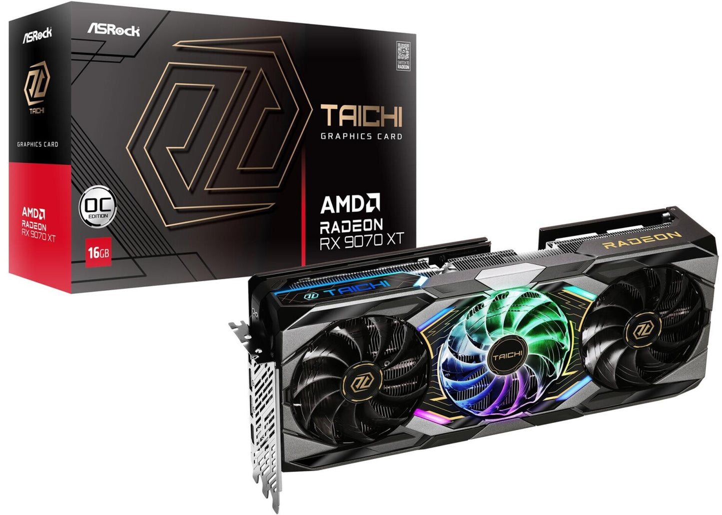 ASROCK Radeon RX 9070 XT Taichi OC graphics card 16GB GDDR6 1x HDMI 3x DP