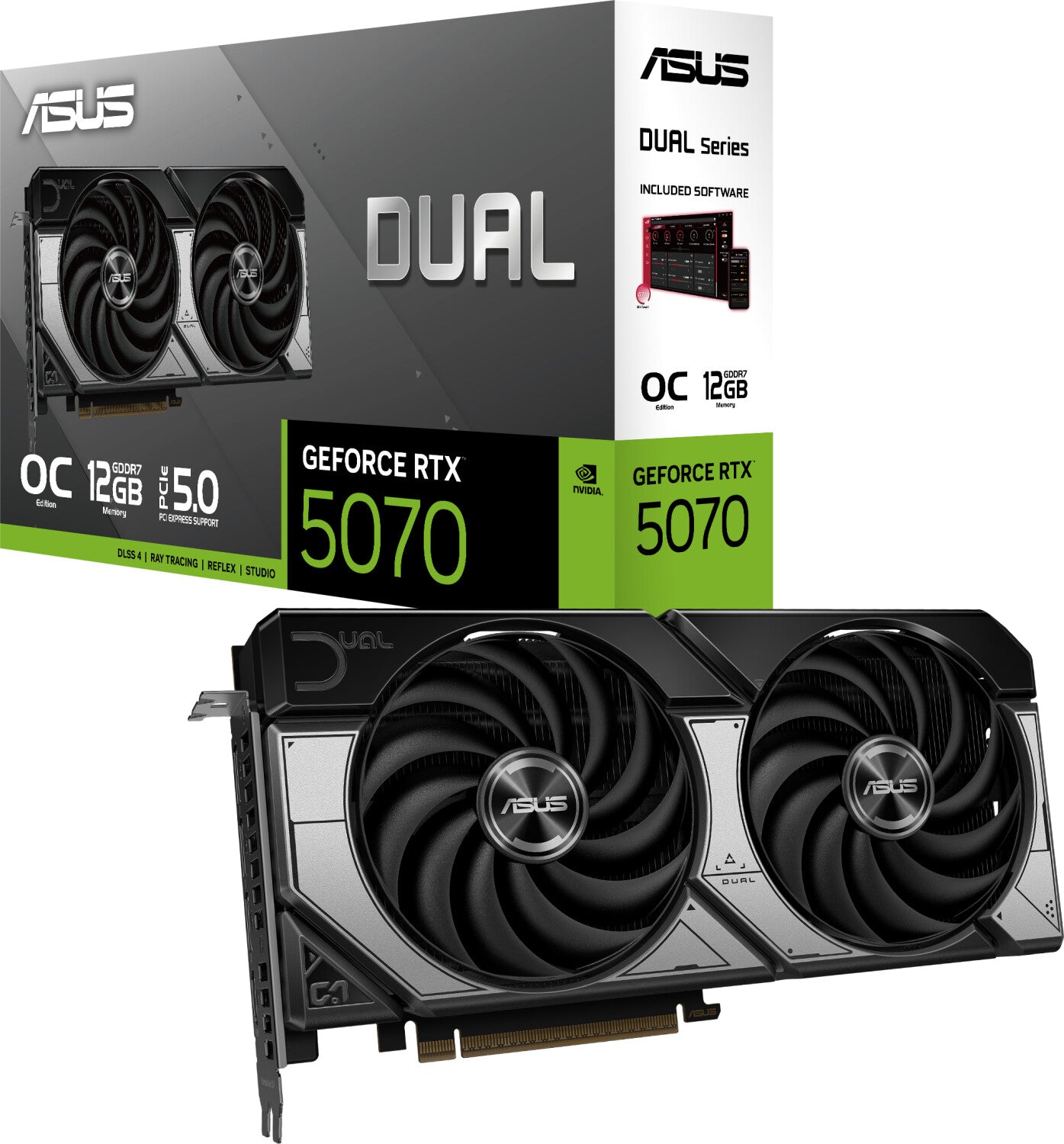 ASUS DUAL GeForce RTX 5070 OC 12GB DUAL-RTX5070-O12G graphics card GDDR7 DP/HDMI