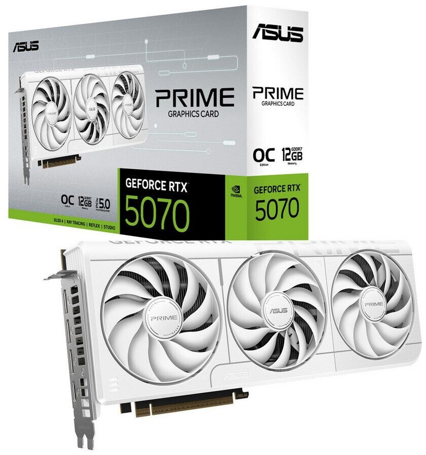 ASUS PRIME GeForce RTX 5070 OC White PRIME-RTX5070-O12G-WHITE 12GB DDR7 graphics card, 1xHDMI, 3xDP