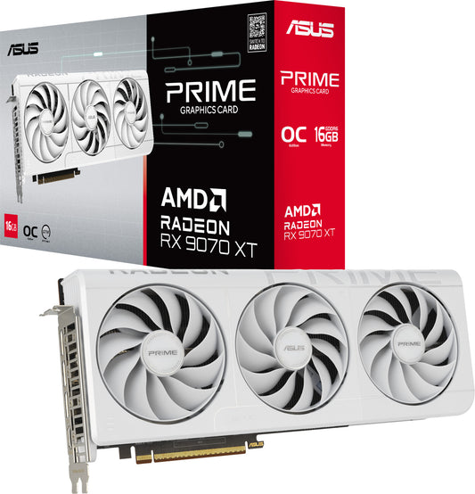 ASUS PRIME Radeon RX 9070 XT White OC PRIME-RX9070XT-O16G-WHITE 16GB DDR6 graphics card, HDMI/DP