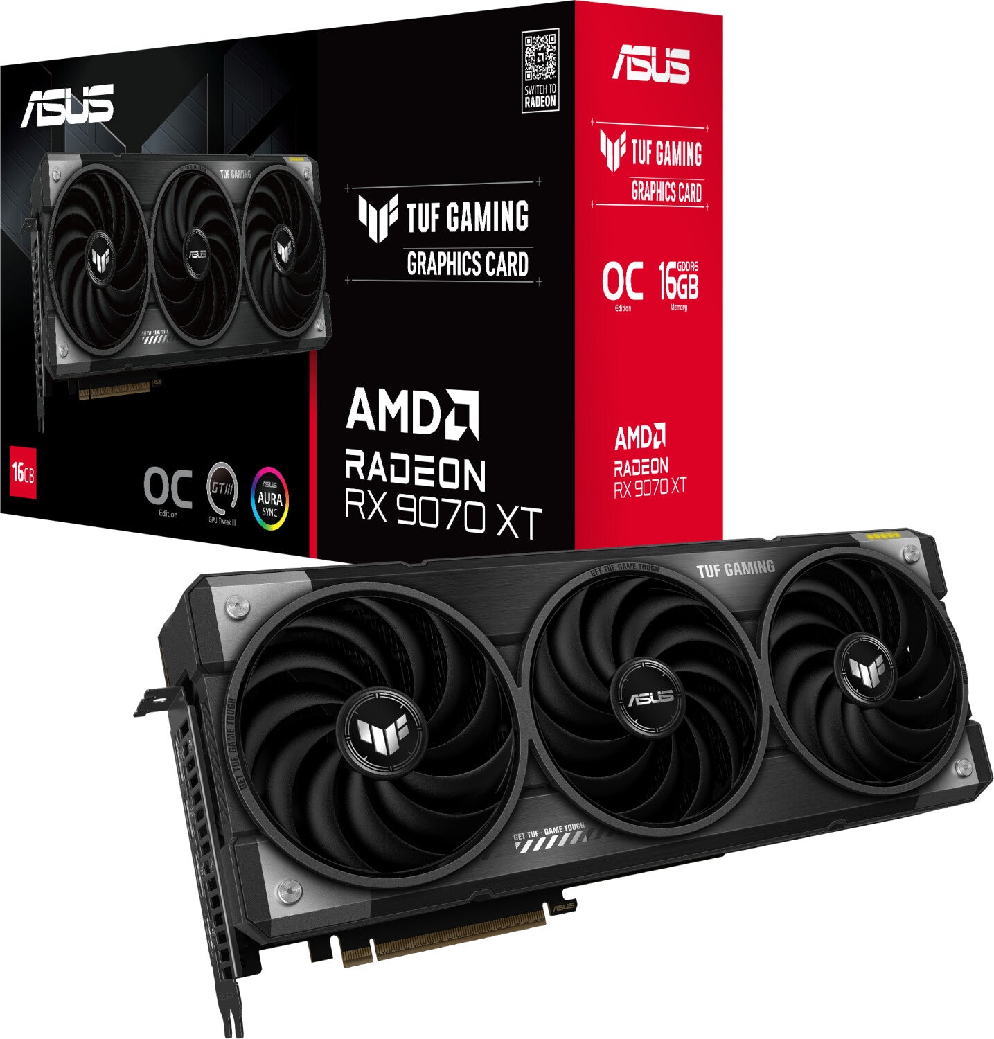 Carte graphique ASUS TUF Radeon RX 9070 XT Gaming OC TUF-RX9070XT-O16G-GAMING 16 Go DDR6, HDMI/DP