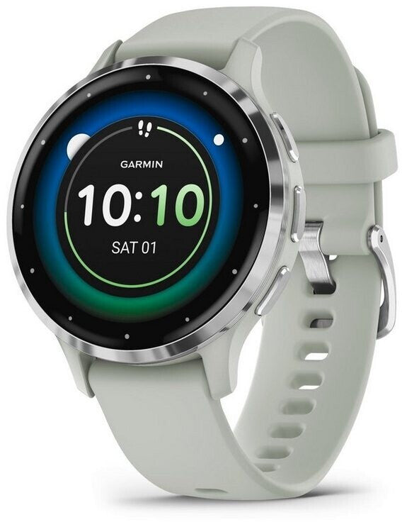 Garmin Venu® 3S Gris Sauge/Argent avec Bracelet en Silicone à Dégagement Rapide