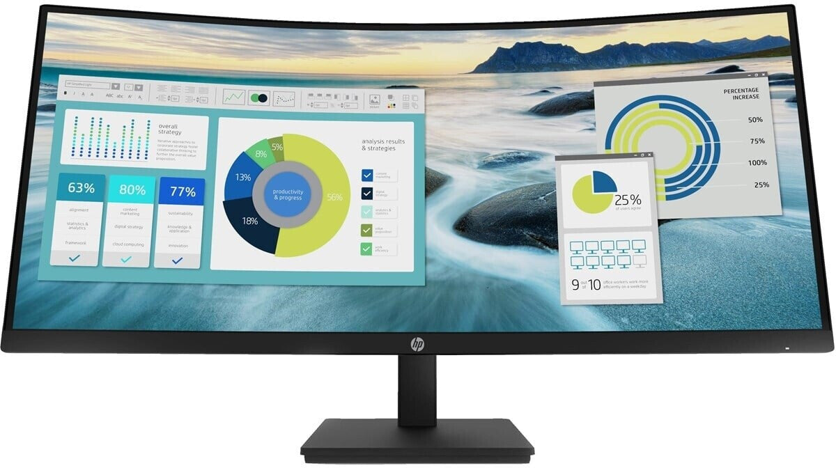HP P34hc G4 86,4cm (34") WQHD Curved Monitor 21:9 HDMI/DP/USB-C HV LS KVM