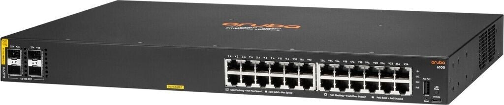 HPE Networking CX 6100 24G Class4 PoE 4SFP+ 370W Switch