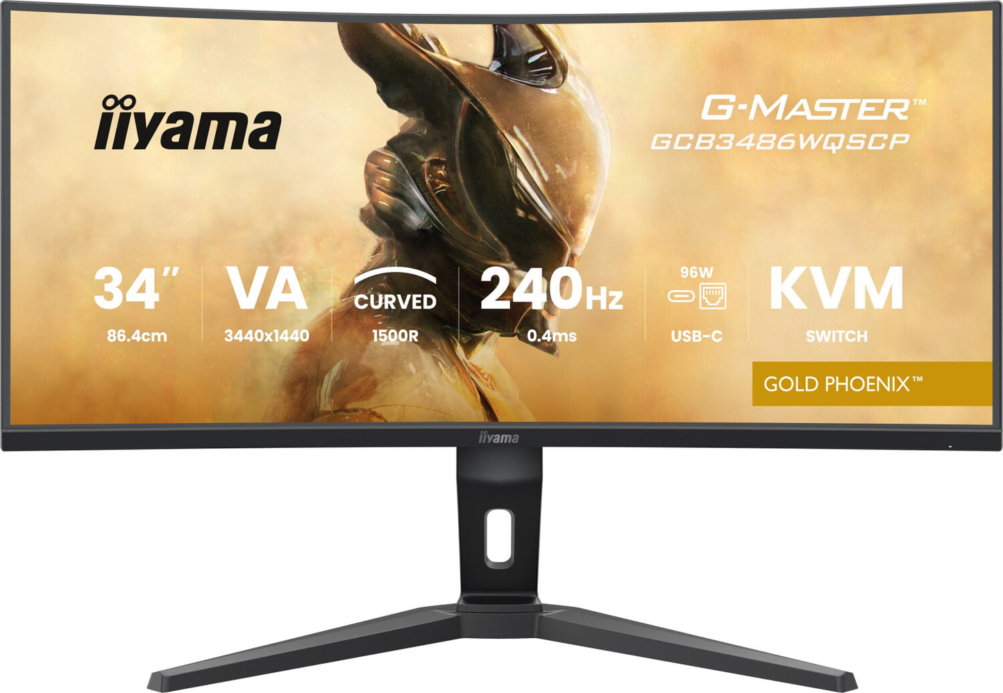 iiyama G-MASTER GCB3486WQSCP-B1 Monitor curvo Gold Phoenix da 34" con frequenza di aggiornamento di 240 Hz e tempo di risposta di 0,4 ms