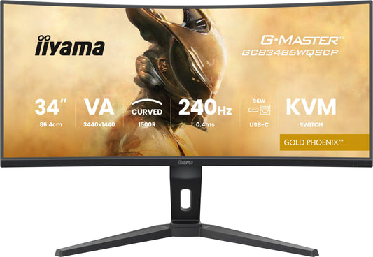 iiyama G-MASTER GCB3486WQSCP-B1 Monitor curvo Gold Phoenix da 34" con frequenza di aggiornamento di 240 Hz e tempo di risposta di 0,4 ms