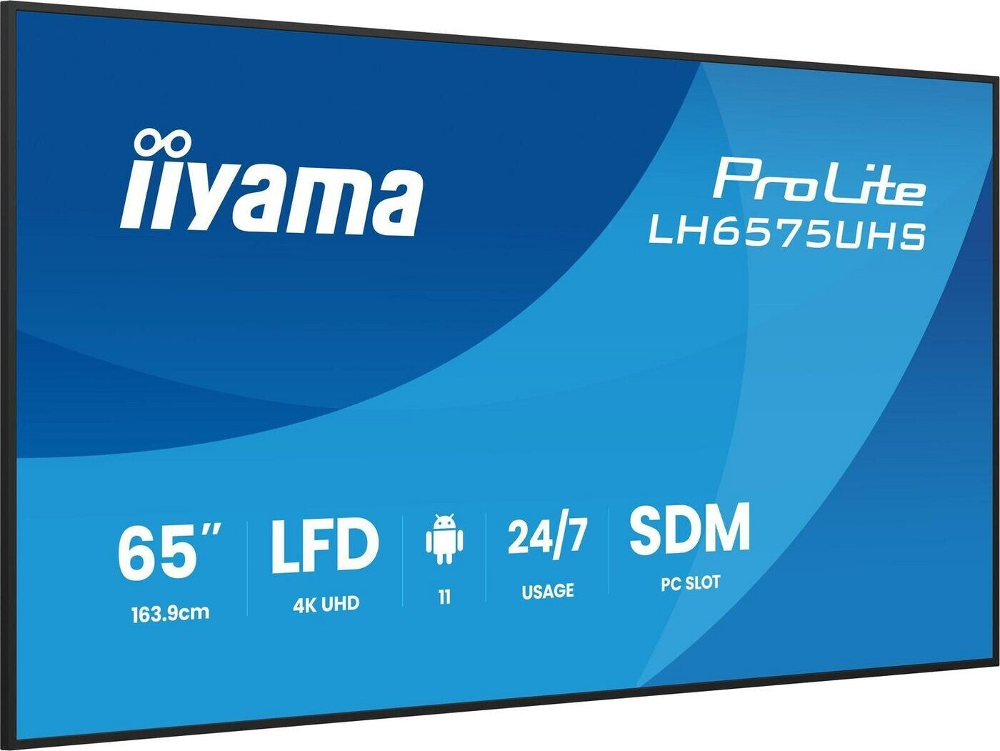 iiyama ProLite LH6575UHS-B2AG Display per segnaletica digitale 4K da 65" con funzionamento 24 ore su 24, 7 giorni su 7, sistema operativo Android, funzione Signal FailOver e slot Intel® SDM.