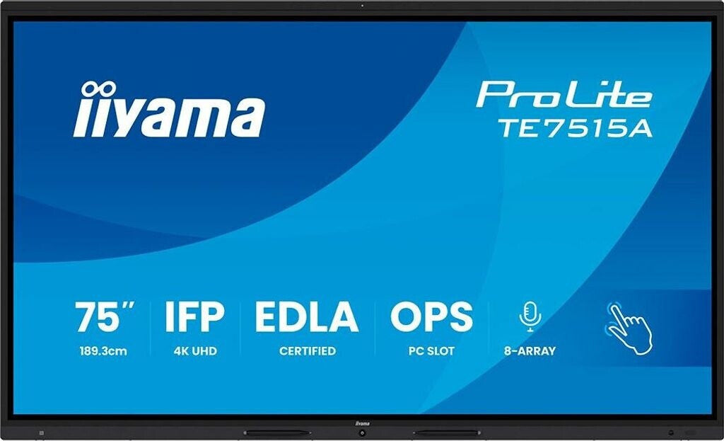 iiyama ProLite TE7515A-B1AG Display interattivo 4K UHD da 75" certificato Google EDLA