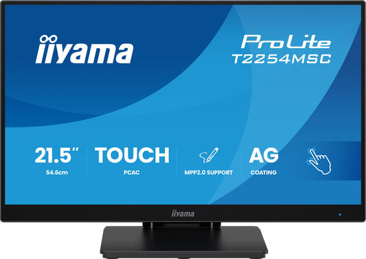 iiyama T2254MSC-B2AG Monitor touchscreen ProLite da 22" PCAP a 10 punti con tecnologia IPS e rivestimento antiriflesso