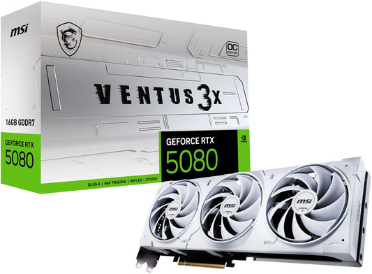 MSI GeForce RTX 5080 16G VENTUS 3X OC WHITE 16GB GDDR7 graphics card, 1x HDMI, 3x DP