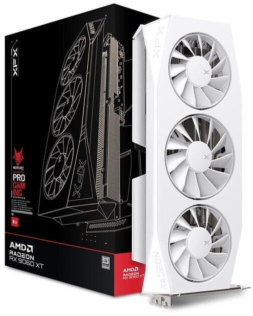 Carte graphique XFX Mercury Radeon RX 9060 XT OC White Gaming Edition 16 Go GDDR6 DP/HDMI