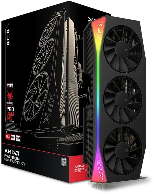 XFX Mercury Gaming RGB RX 9070 XT OC Black graphics card 16GB GDDR6 DP/HDMI