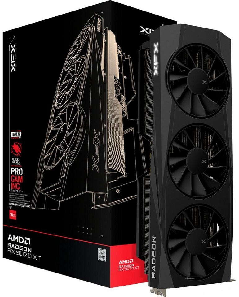 Carte graphique XFX QuickSilver Radeon RX 9070 XT Gaming Edition noire 16 Go GDDR6 DP/HDMI