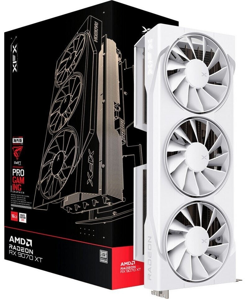 Carte graphique gaming XFX Swift Radeon RX 9070 XT OC White Triple Fan Gaming Edition 16GB GDDR6 DP/HDMI