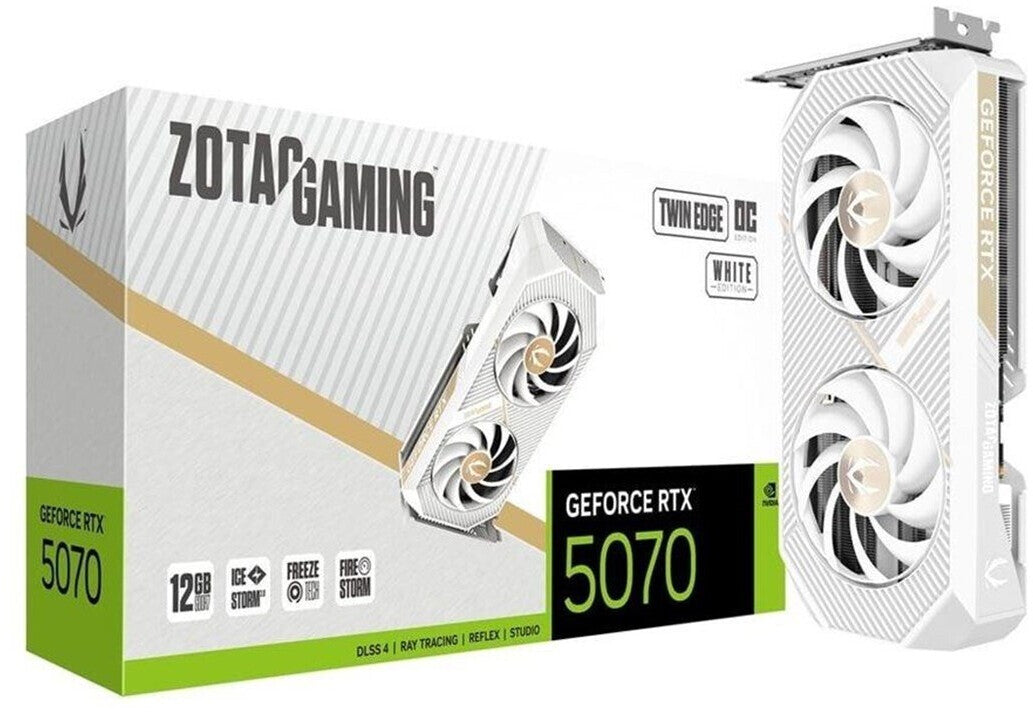 Carte graphique ZOTAC GAMING GeForce RTX 5070 Twin Edge OC White 12 Go GDDR7 3x DP, 1x HDMI