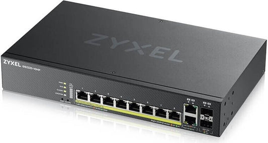 ZyXEL GS2220-10HP 8-Port + 2x SFP/Rj45 Gigabit L2 managed PoE+ Switch, 180W